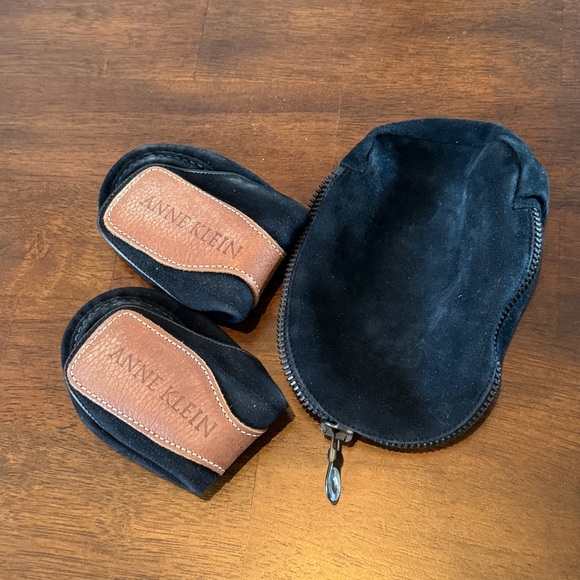 Anne Klein Black Foldable Mules with Travel Pouch size ~6 - Picture 1 of 5